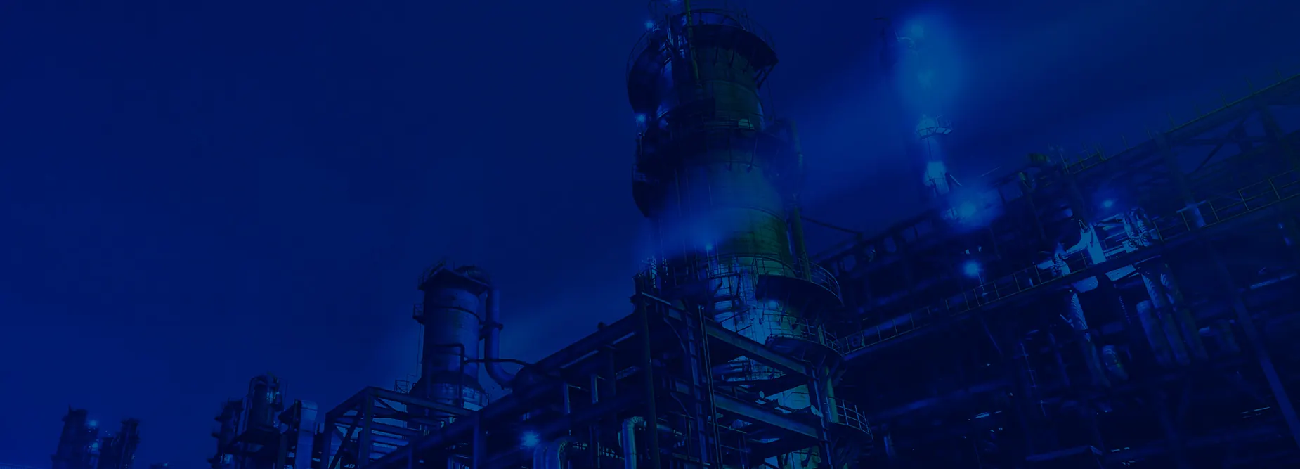Gas processing plant at night